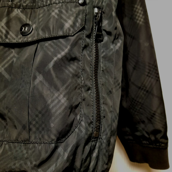 VTG 1975 JACK&JONES MEN'S BLACK HOODED BOMBER JACKET L ZIP POCKETS RIBBED‎ CUFFS - Picture 6 of 12